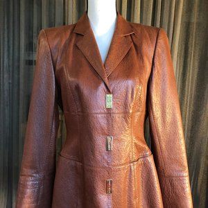 ESCADA Cognac leather blazer.